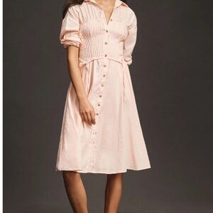 NWT Anthropologie Pilcro Pink Corset Midi Shirt Dress L